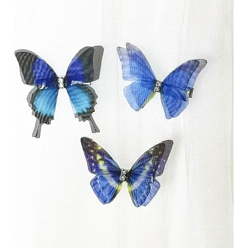 Rhinestones Double Layers Vivid Tulle Butterfly Hair Clip For Women Girls Hairpin Gauze Butterfly Hair Accessories Ornaments
