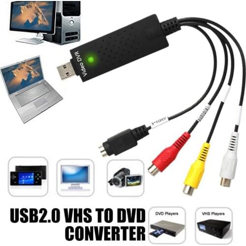 USB Video Capture Card TV DVD VHS DVR Capture Adapter USB 2.0 to Audio AV S Video For Windows