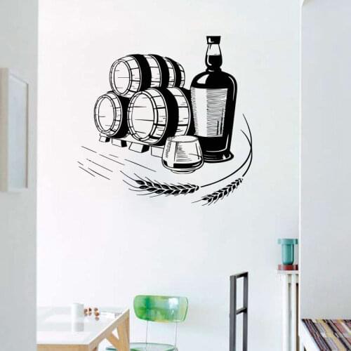 Wheat wine Wall Stickers Alcohol Drinks decor Glasses Bottle Vinyl Wall Decal for Bar Indoor Window Decoration Sticker X508