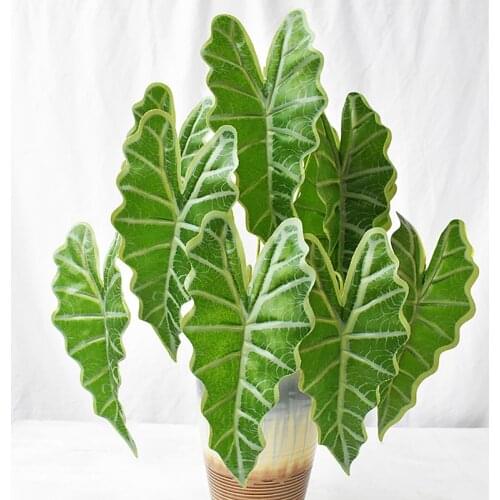 Green Artificial Leaves Large Taro Leaf Plants Wall Material Decorative Fake Plants for Home Shop Garden Party Decor