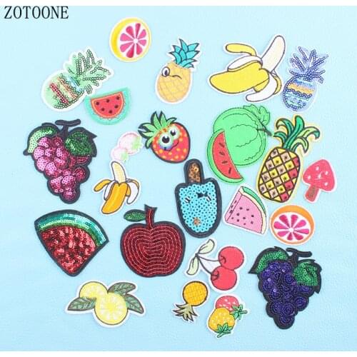 ZOTOONE 23pcs Food Pineapple Patch Cartoon Fruit Clothes Stickers Iron Cheap Embroidered Patches For Clothing Sequin Appliques