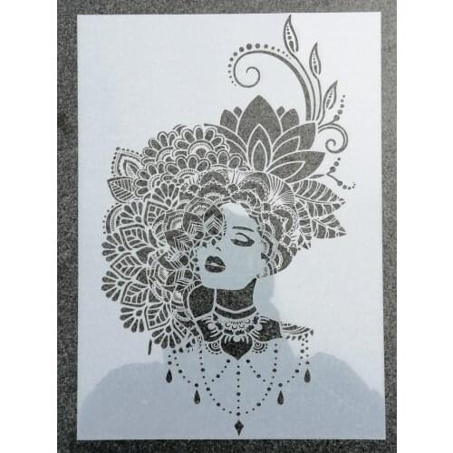 1pc Size A4 A3 A2 Belle DIY Layering Mandala Stencils Wall Painting Scrapbook Coloring Embossing Album Decorative Template