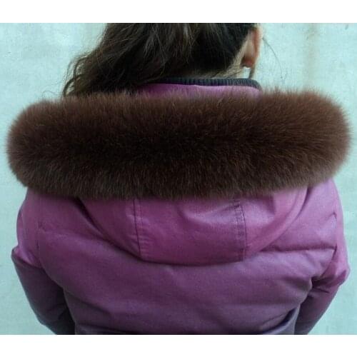 10 Colors Genuine Fox Fur Detachable Collar Scarfs Fashion Coat Sweater Detachable Luxury Fur Collar TKC002-coffee