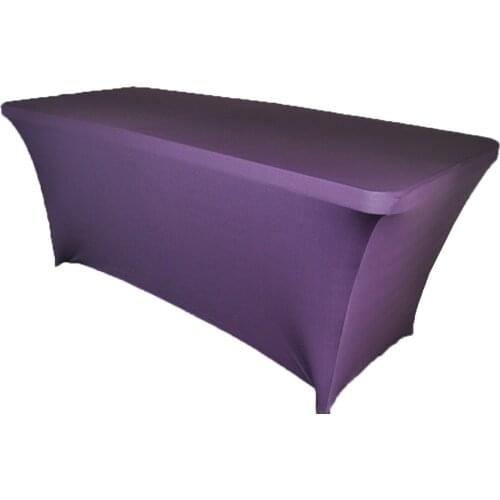 10Pcs Eggplant 8ft Square Strenth Spandex Table Covers Banquet Tablecloths For Wedding Party Banquet Decor Free Shipping