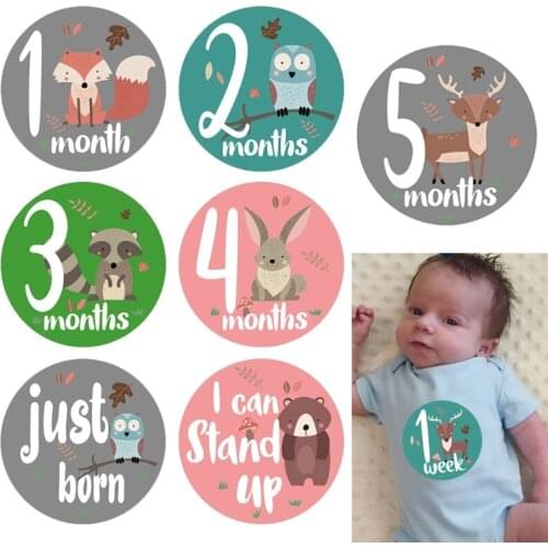 12Pcs Month Sticker Baby Photography Milestone Card Newborn Monthly Commemorative Stickers Props 69HE