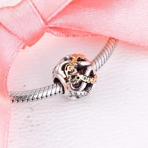 14k Gold Family Forever Beads 925 Sterling Silver Openwork infinity Charm for Jewelry Making Fit Bracelet DIY free shipping