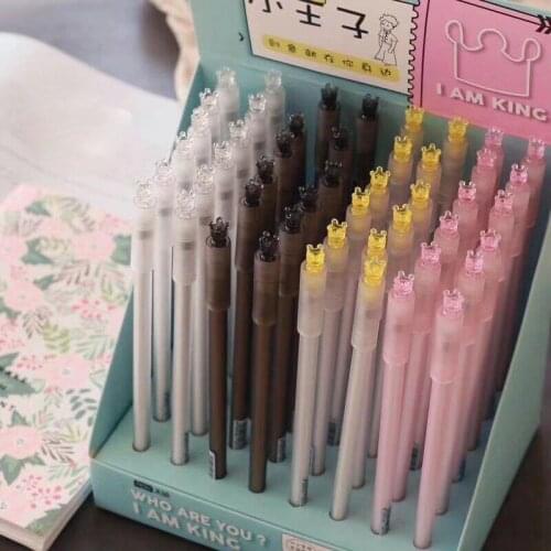 2X Crystal Little Prince Crown Head Velvet Gel Pen School Office Supply Student Stationery Black Ink 0.5mm G9-56