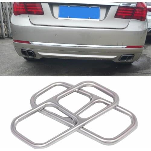 2Pcs Stainless Steel Exhaust Muffler Tail Tip Pipe Trim Cap Cover Frame for BMW 7 Series F01 2009-2014 Auto Accessories