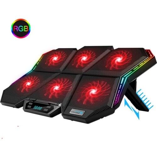 2020 Gaming RGB Laptop Cooler 12-17 inch Led Screen Laptop cooling pad Notebook Cooler Stand With Six Fan And 2 USB Ports