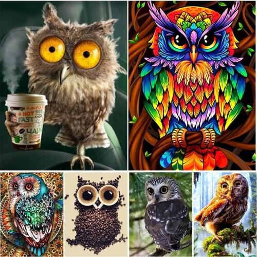 5D DIY Diamond Painting Owl Cross Stitch Kit Full Drill Square Embroidery Animal Mosaic Art Picture Crystal Gift Home Decoration