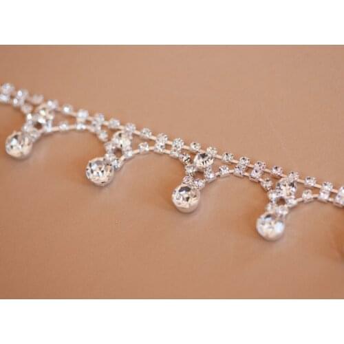 5yds Crystal Drop Trims Rhinestone Applique DIY Bridal Wedding Dress Garment Costume Hat Accessory