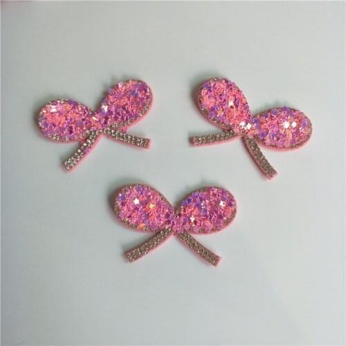 6*3.5cm 16pcs Glitter sequin bowtie Padded Appliques for DIY Accessories Craft Handmade Decoration