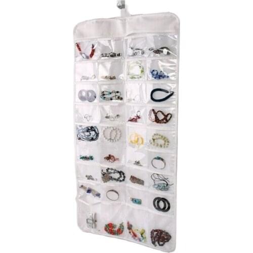 New Arrival Double Sided 72 Pocket Hanging Jewelry Organizer Bracelet Earring Ring Necklace Holder Hang Hook
