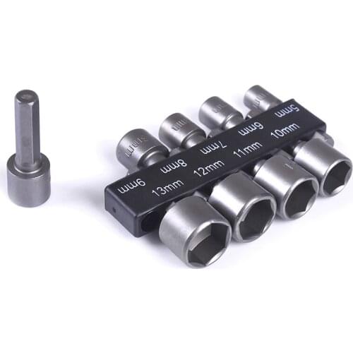 9pcs/Set 5-13mm Steel Power Nut Driver Drill Bit Set 1/4" Hex Shank Metric Socket Wrench