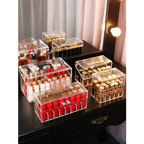 Acrylic Lip Gloss Holder Lipstick Box Display Stand Sundry Storage Box Cosmetic Makeup Organizer Holder Desktop Finishing Shelf