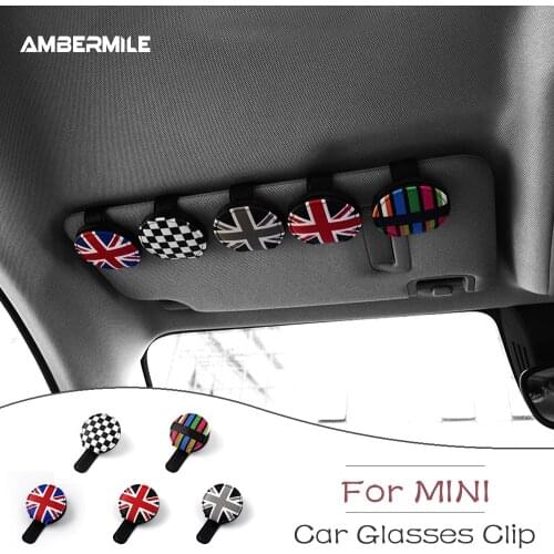 AMBERMILE for Mini Cooper F54 F55 F56 F60 R55 R53 R56 R60 R59 Universal Car Glasses Case Sunglasses Holder Storage Portable Clip