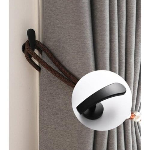 2Pcs Wall Mounted Curtain Tieback Hooks Stable Alloy Electroplating Paint Curtain Holdbacks for Home