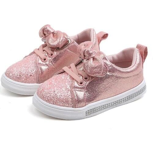 Baby Girls Shoes Toddler Children Baby Girls Boys Casual Shoes Sequins Bowknot Crystal Run Sport Sneakers Shoes