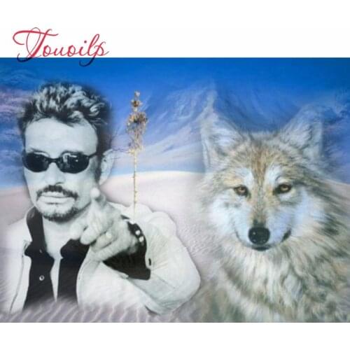 DIY diamant peinture Superstar chanteur johnny hallyday point de croix ronde Strass broderie Neige Loup peinture Pleine de diama