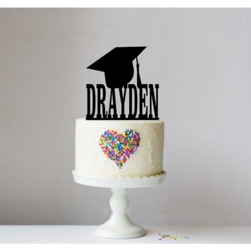 Custom Graduation Cake Topper,Cap and Gown Graduation High School Grad Graduate Cake Decor,Graduation Party College Grad Degree