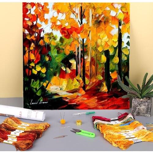 Oil Painting Style Autumn Printed 11CT Cross-Stitch Set Embroidery DMC Threads Sewing Hobby Knitting Handicraft Promotions
