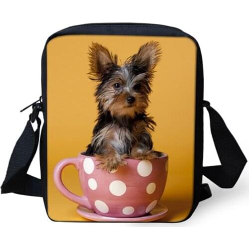 Kawaii Cup Cat Dog Chihuahua Print Messenger Bag Women Crossbody Bags Fashion Famale Handbags Brand Designer Daily Shoulder Bags