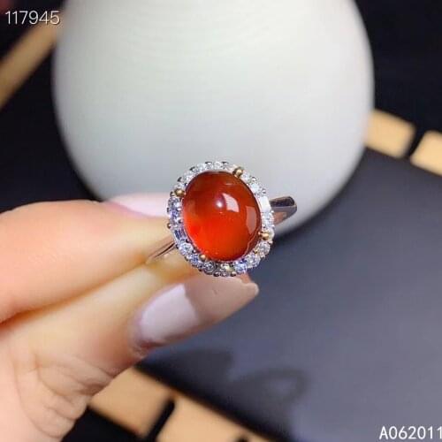 KJJEAXCMY fine jewelry natural garnet 925 sterling silver luxury gemstone women new adjustable ring support test with box