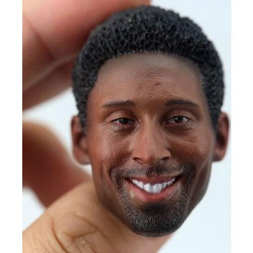1/6 Scale Wild-curl Up Kobe Bryant Head Sculpt Black Basketball Star Head Carving Model Toys Collection