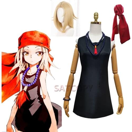 Anime SHAMAN KING Cosplay Costume Anna Kyoyama Costume Anna Asakura Dress Necklace Bracelet Scarfs Womens Uniform Halloween