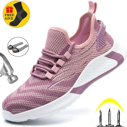 Safety Shoes Women Steel Toe Shoes Men Work Sneakers Safety Shoes Men Lightweight Work Boots Indestructible Work Shoes Unisex