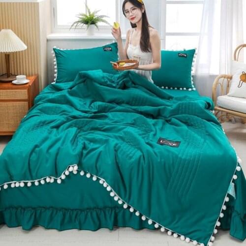 Cool summer quilt, three-piece quilt, Korean version, summer quilt, washed cotton thin quilt, machine washable