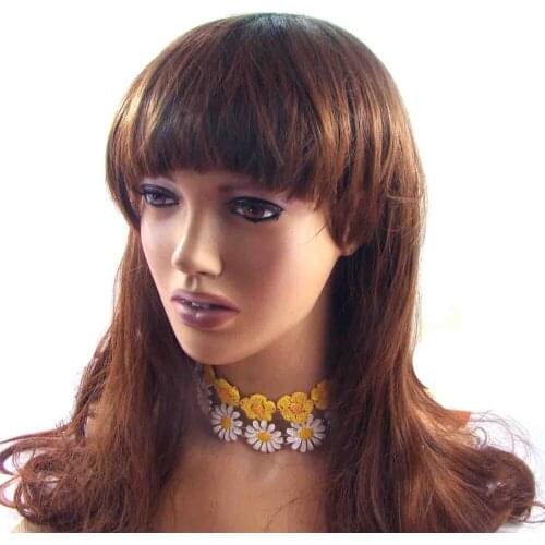 Top selling trendy yellow cotton lace flowers metal enamel blossoms fashion bohemia ornament chocker necklace jewelry accessory