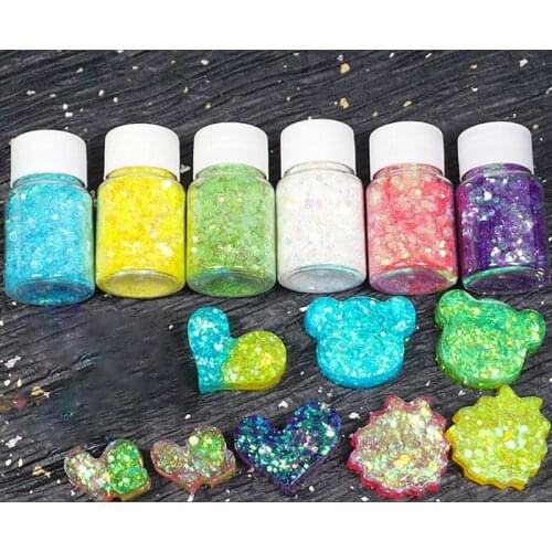 6 Pcs/set Glitter Filling Material Epoxy Filler Decoration Ornaments DIY Tool Sequin Resin Mold Accessories 517F