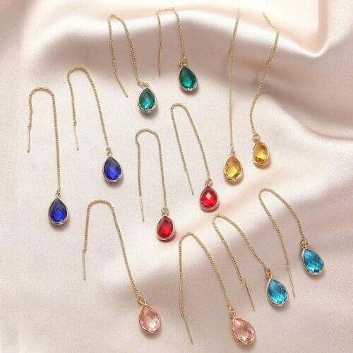 Fashion Long Tassel Rhinestone Drop Earrings for Women Bijoux Shiny Colorful Water Drop Crystal Dangle Earrings Jewelry Gifts