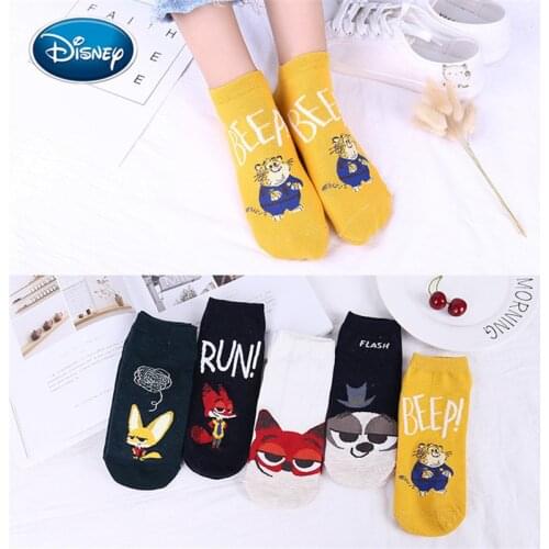 Disney girl socks new cartoon straight socks female Nick Fox cartoon animal female socks cotton casual tube socks