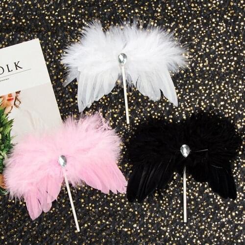 2019 New Feather Wedding Cake Topper Pink Diamond Happy Birthday Cupcake Topper For Birthday Party Cake Decorations Baby Shower