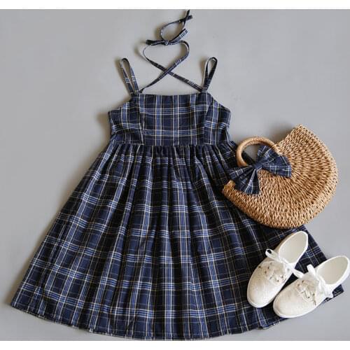Summer New Womens Japanese Fairy Super Fairy Dress Sweet and Cute Plaid Sexy Sling Dress