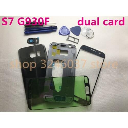 Original For Samsung Galaxy S7 G930 G930F Full Housing Cover Case Middle Frame+Battery Cover+Front Screen Glass Lens dual card