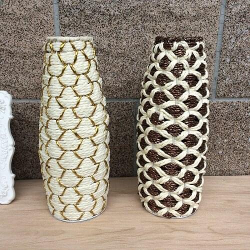 Holiday DIY Decorations Rattan Iron Vase Round Basket Round Basket Rattan Flower Vase Flowerpots Containers Small Flower Pot