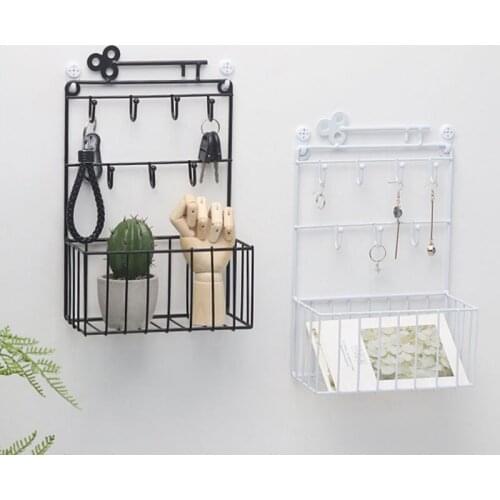 Simple Multifunctional Wall Iron Key Storage Rack Home Decoration Key Storage Rack Behind The Door Shelf Organizer Wall Shelf