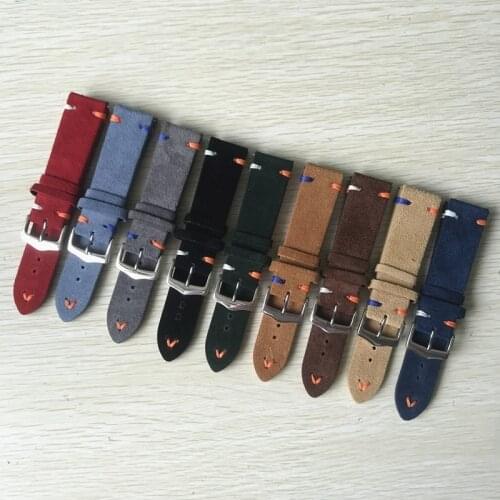 22mm Personality Mate Genuine Leather Double Stitches Watch band Strap For Tudor U-Boat Hamilton Seiko Wristband Belt Bracelet