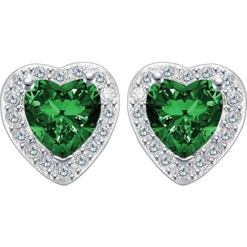 Exquisite Heart-shaped Green CZ Zircon Stud Earrings for Women Design Wedding Fashion Jewelry Earrings
