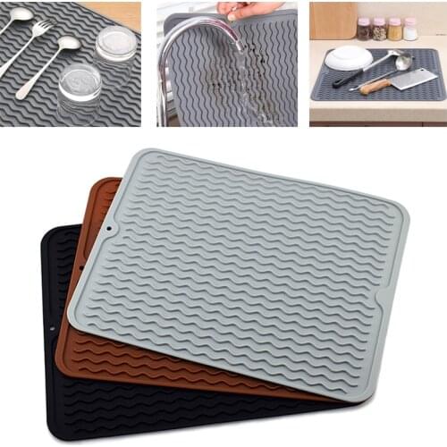 40*30 Foldable Drying Heat Insulation Soft Rubber Dishes Protector Sink Mat Table Kitchen Home Anti Slip Drying Dishes Drain Mat
