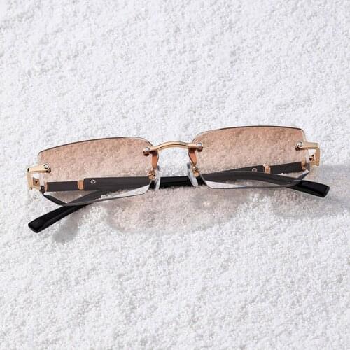 2021 Hot Rimless Sunglasses For Women Men Small Square Frame Jelly Color Sun Glasses Brand Designer Coated Female Eyeglasses