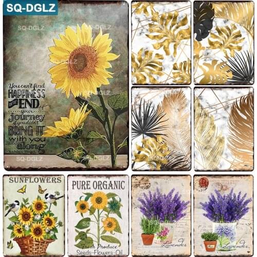 [SQ-DGLZ] SUNFLOWERS Metal Sign Vintage Metal Plaque Plates Decor For Pub Bar Home Wall Decor Tin Signs Garden Poster Gift