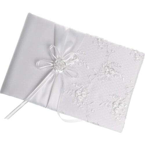 Wedding Guest Book - 9.45 x 6.50 inches, White Satin Finish - Personalized Rustic Guestbook Album for Bridal Shower Registry