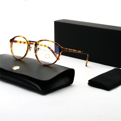 MINCL/2020 New Men Quality Progressive Lenses Reading Glasses Fashion Round Full Rim Classic Multifocal Glasses for Men NX