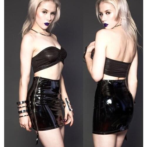 Black PU Latex Leather Side Zipper Slim Mini Skirt Women Autumn Winter Short Pencil Skirt Female XS-3XL Sexy Dance Party Skirts