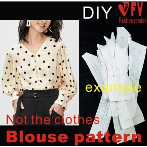 Ladies retro puff sleeve shirt pattern clothing cutting structure drawing 1:1 pattern shop BCY-127