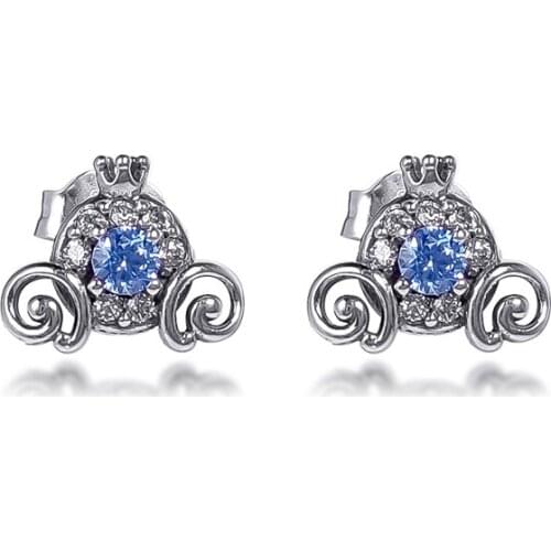 Cinderella Pumpkin Car Earrings 925 Sterling Silver Jewelry For Woman Make up Fashion Female Earrings Party Jewelry Wholesale